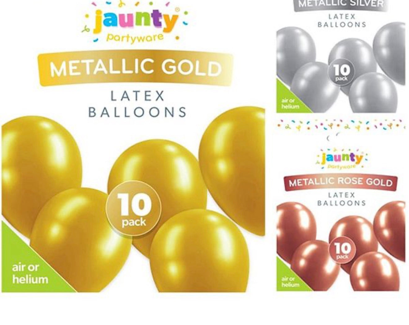 JAUNTY PARTYWARE LATEX METALLIC BALLOONS 12”