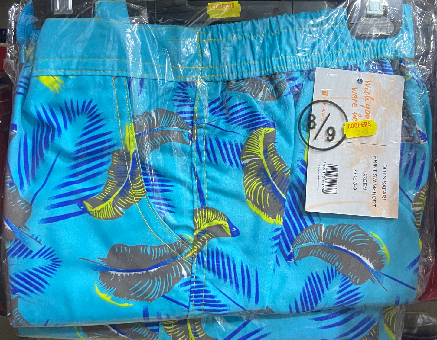 BOYS SAFARI PRINT SWIMSHORT GREEN AGE 6-7