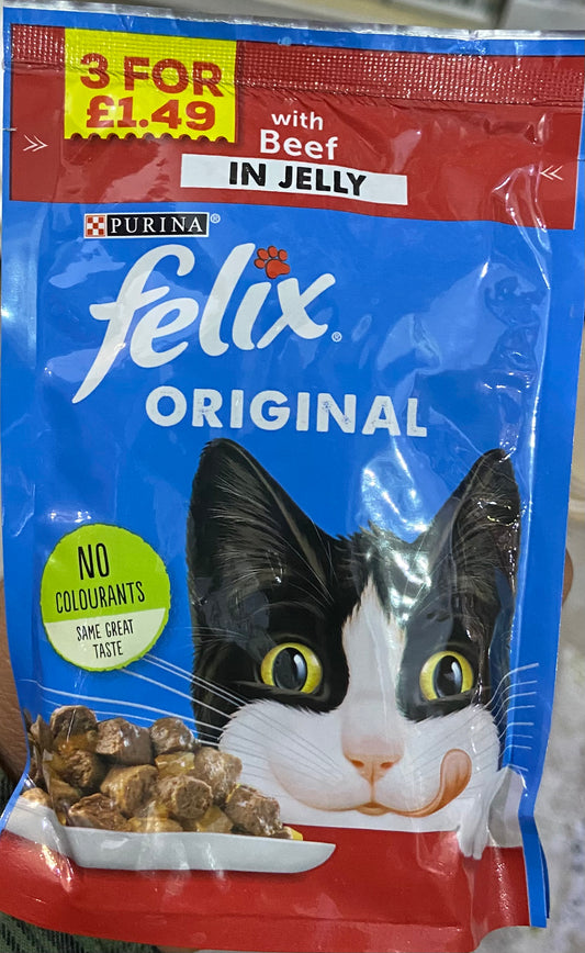 FELIX SACHET CHAT BŒUF APM 3 POUR 1,49 £