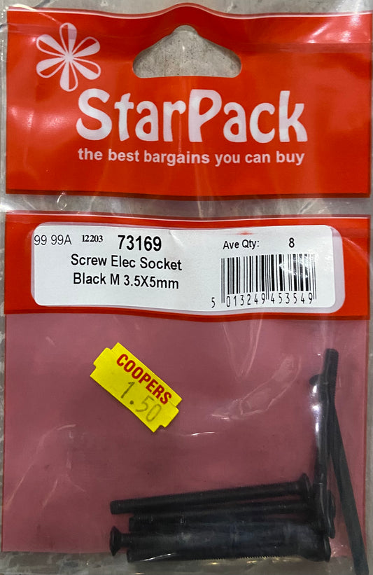 STARPACK SCREW ELEC SOCKET BLACK M 3.5x5mm