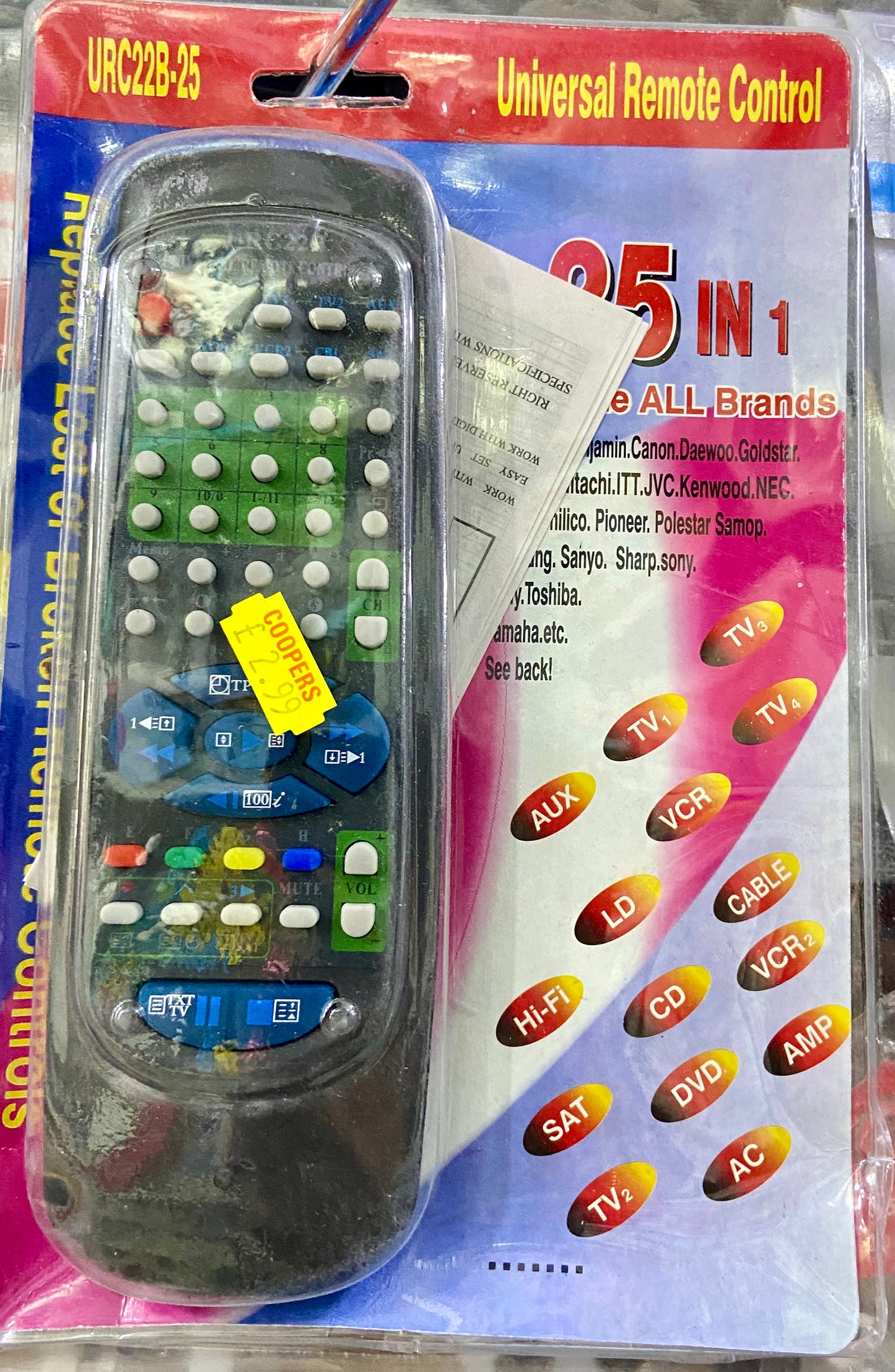 UNIVERSAL REMOTE CONTROL 25 in 1 operate all brands