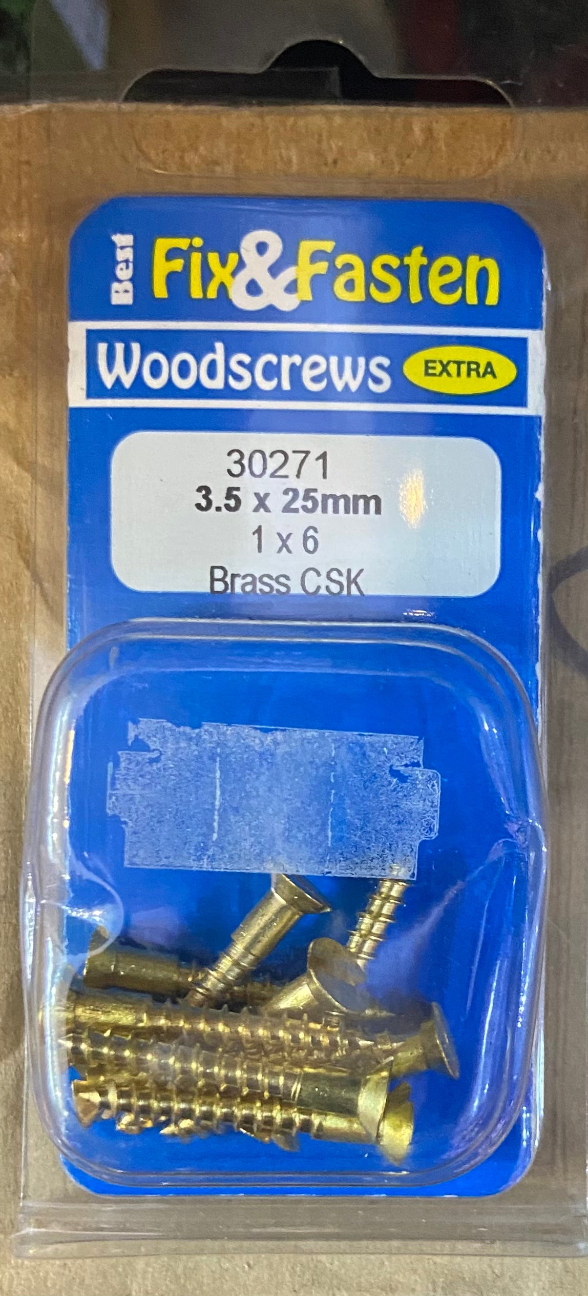 WOODSCREWS 3.5x25mm 1x6 BRASS CSK