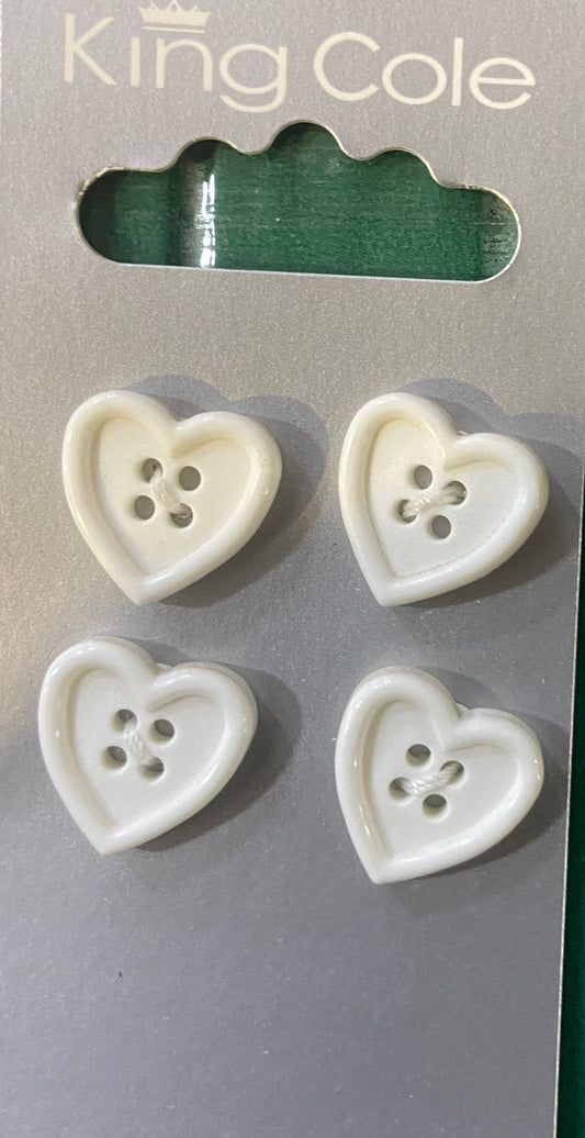 BOUTON BLANC CŒUR KING COLE X4