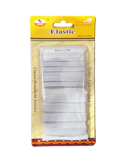 Black and White ELASTIC 6mm x 3m + 10mmx2m