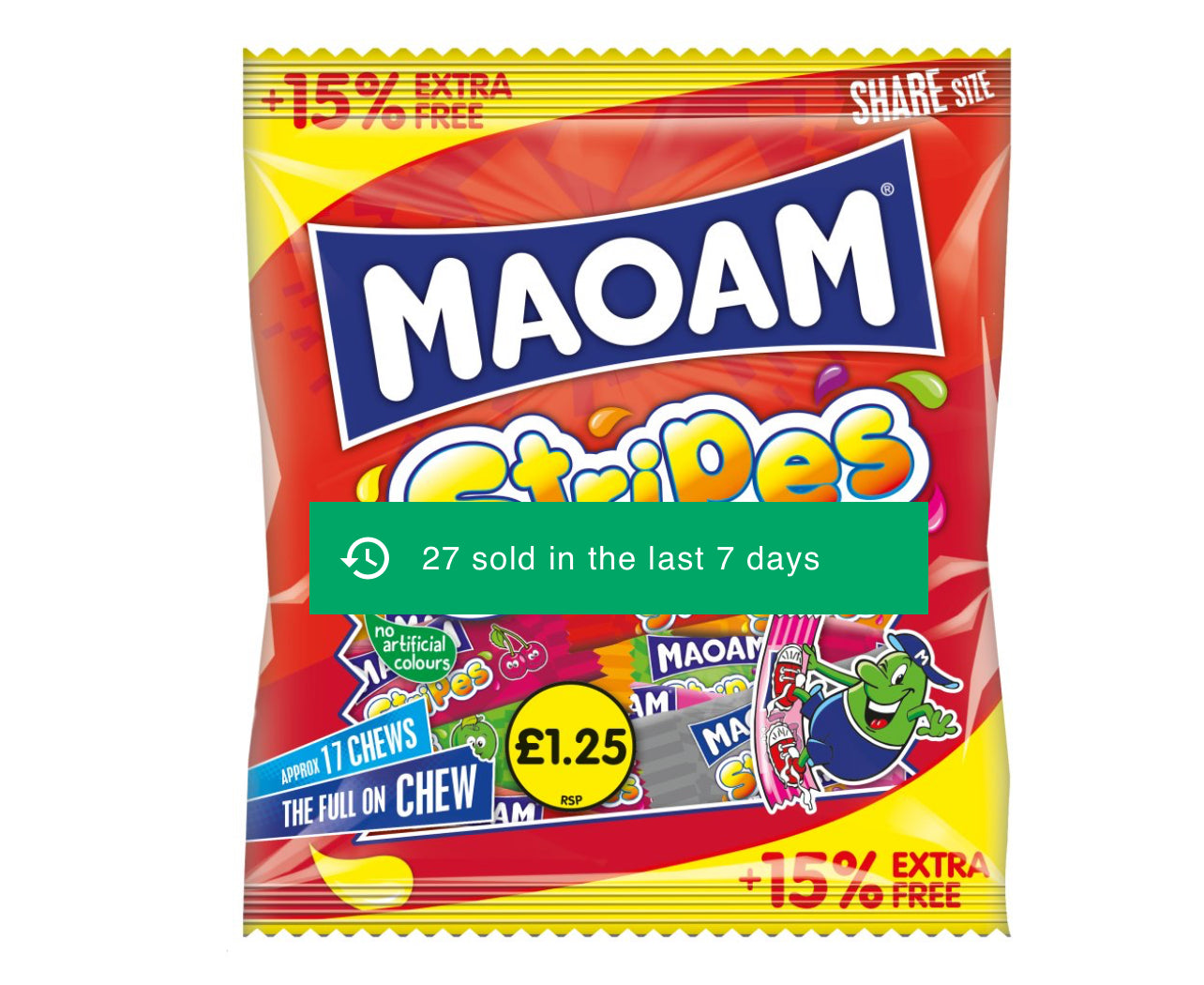 MAOAM Stripes Fruit & Cola Flavour Chewy Sweets Sharing Bag 161g