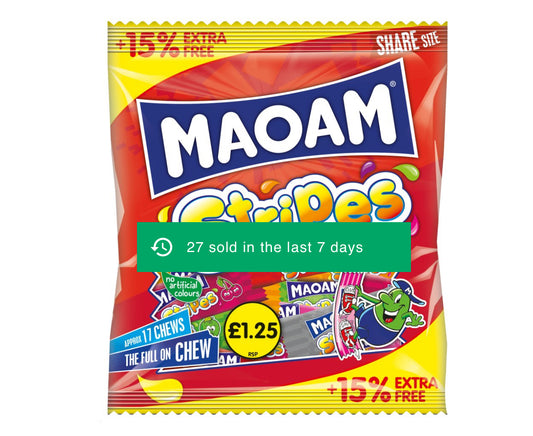 MAOAM Stripes Fruit & Cola Flavour Chewy Sweets Sharing Bag 161g