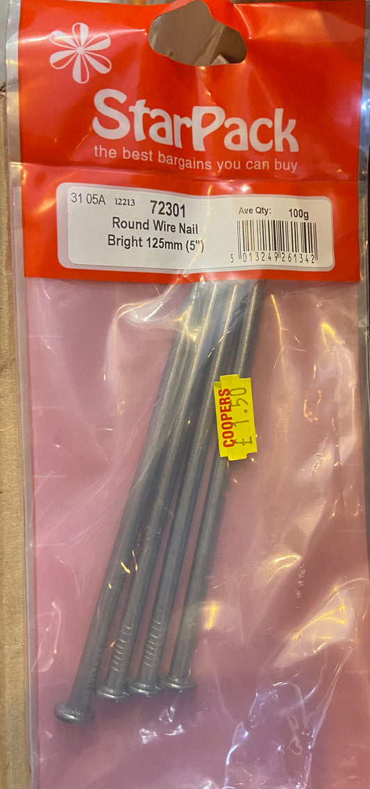 STARPACK 5" ROUND WIRE NAIL BRIGHT 125MM