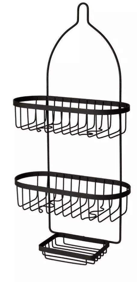 BLUECANYON 3-TIER BLACK ALUMINIUM SHOWER CADDY BATHROOM