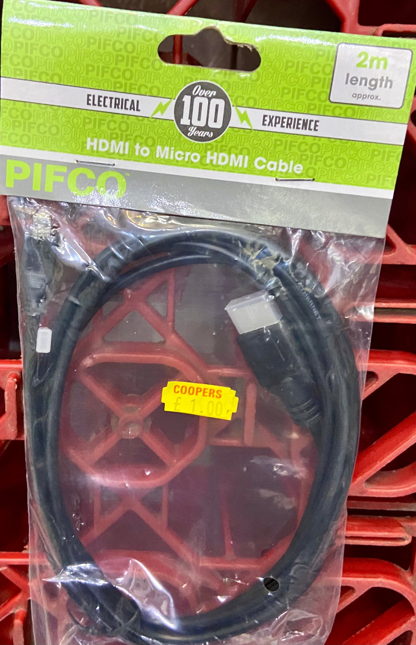 PIFCO HDMI TO MICRO HDMI CABLE 2m