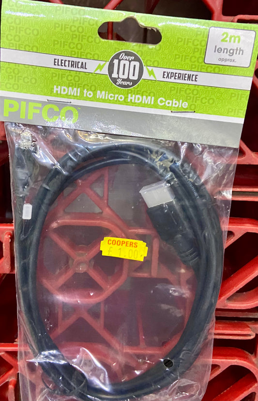PIFCO HDMI TO MICRO HDMI CABLE 2m