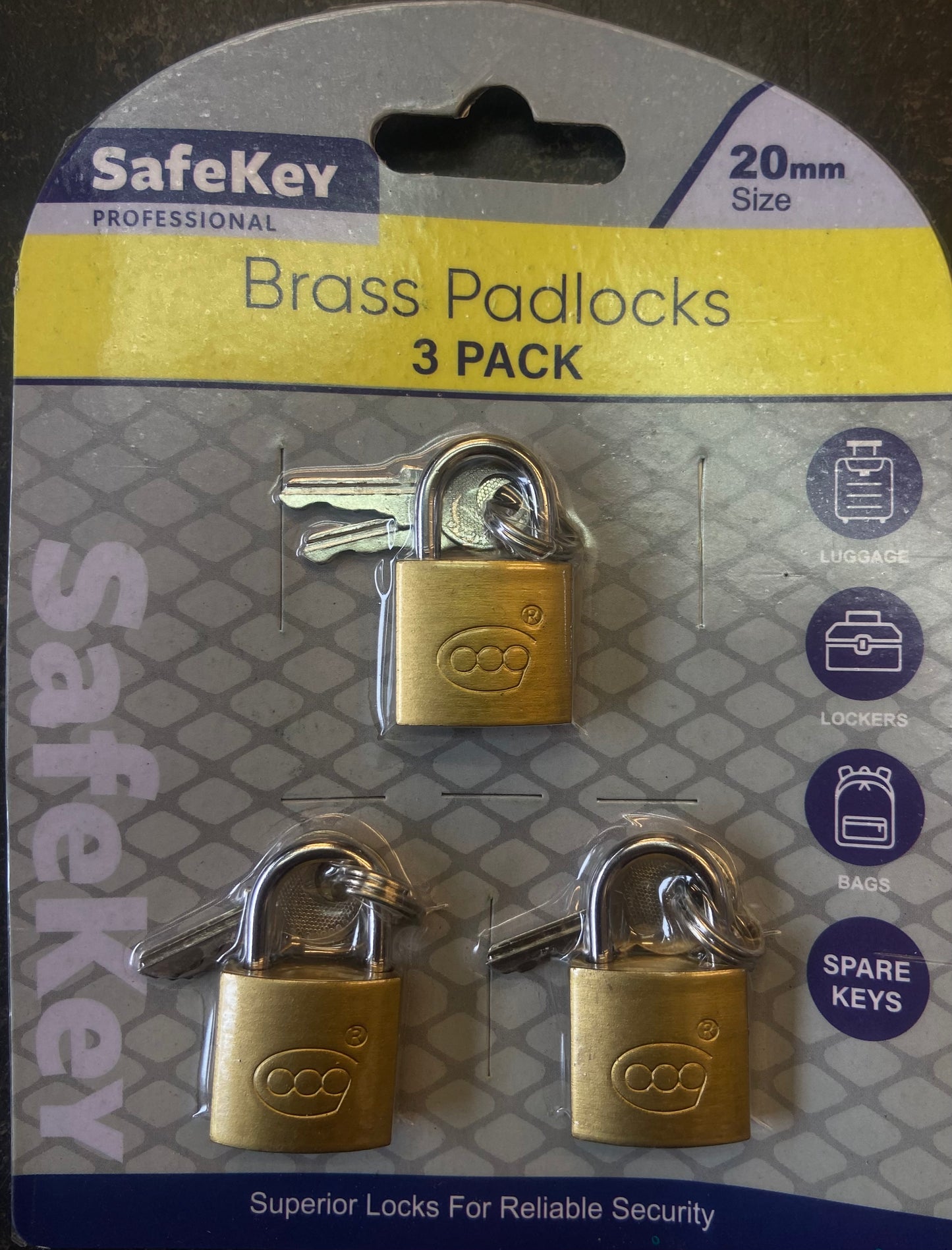 Cadenas en laiton SAFTYKEY, lot de 3