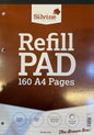 SILVINE REFILL PAD 160 A4 PAGES RULED FEINT