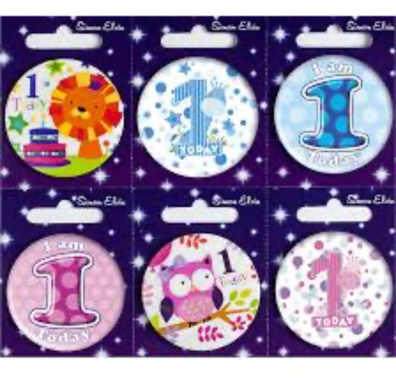 SIMON ELVIN AGE 1 SMALL BADGES ASSORTED DESIGNS