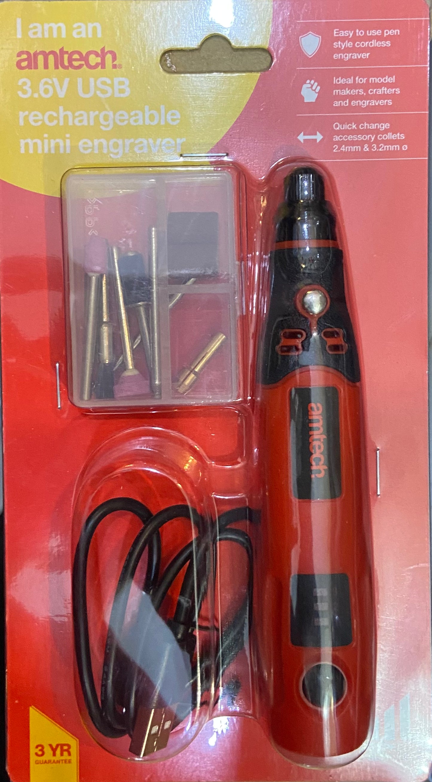 GRAVEUR MINIATURE RECHARGEABLE USB AMTECH 3,6 V