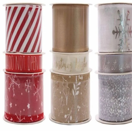 Tallon Lot de 3 Bobines de Ruban de Noël de Luxe Unies