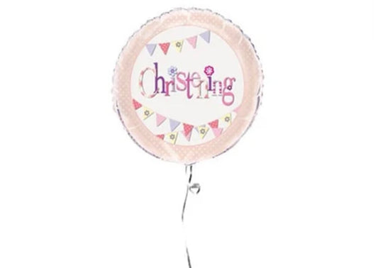 BALLON ROSE BAPTÊME PAPIER ALU 45 CM