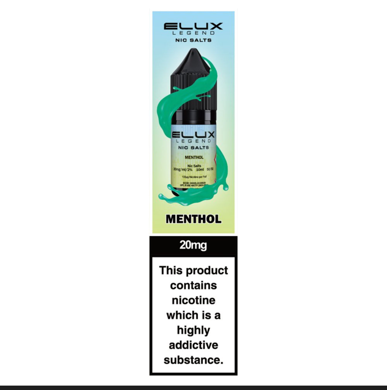 ELUX LEGEND NIC SLATS MENTHOL 20mg E-LIQUID