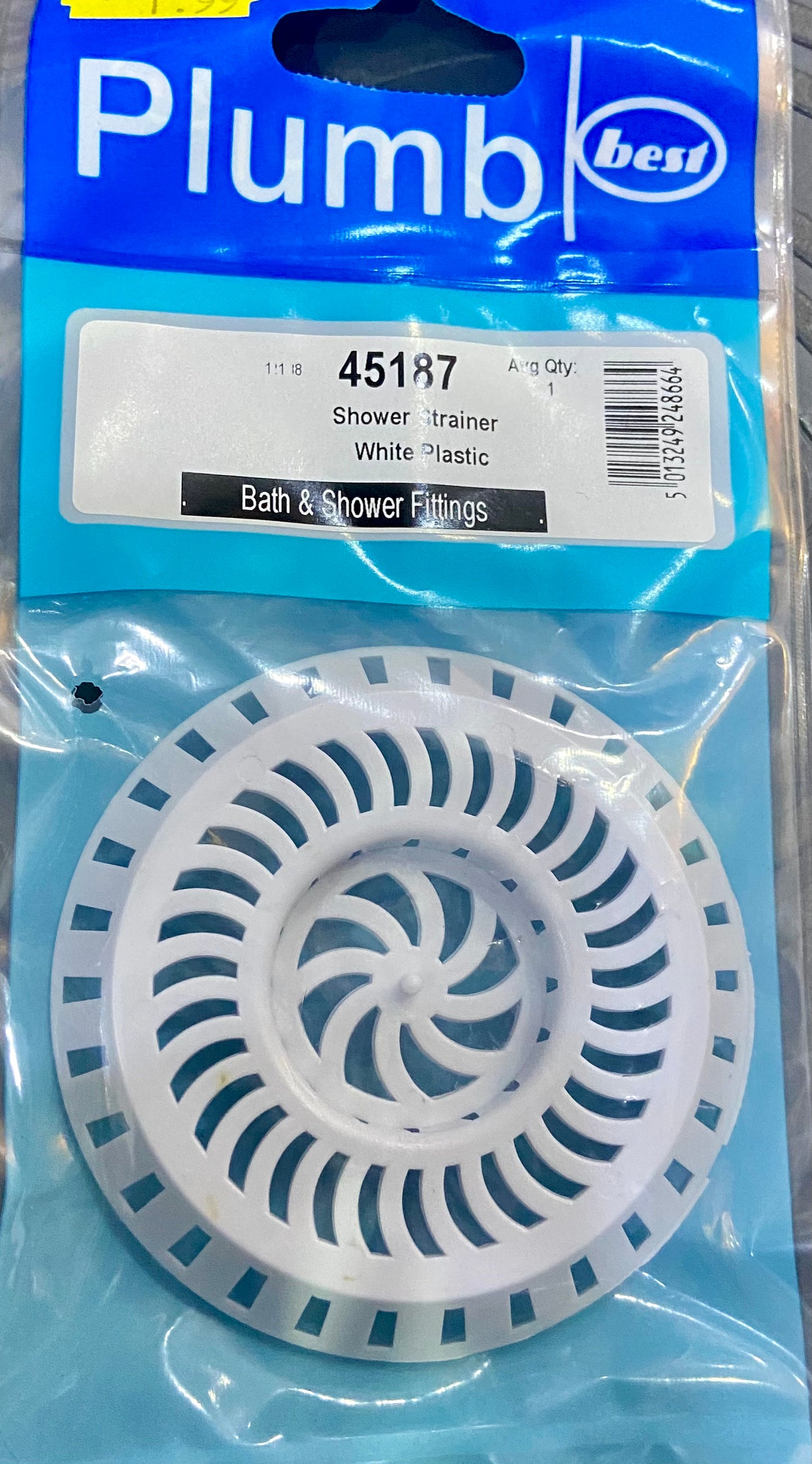 CRÉPINE DE DOUCHE BLANCHE EN PLASTIQUE