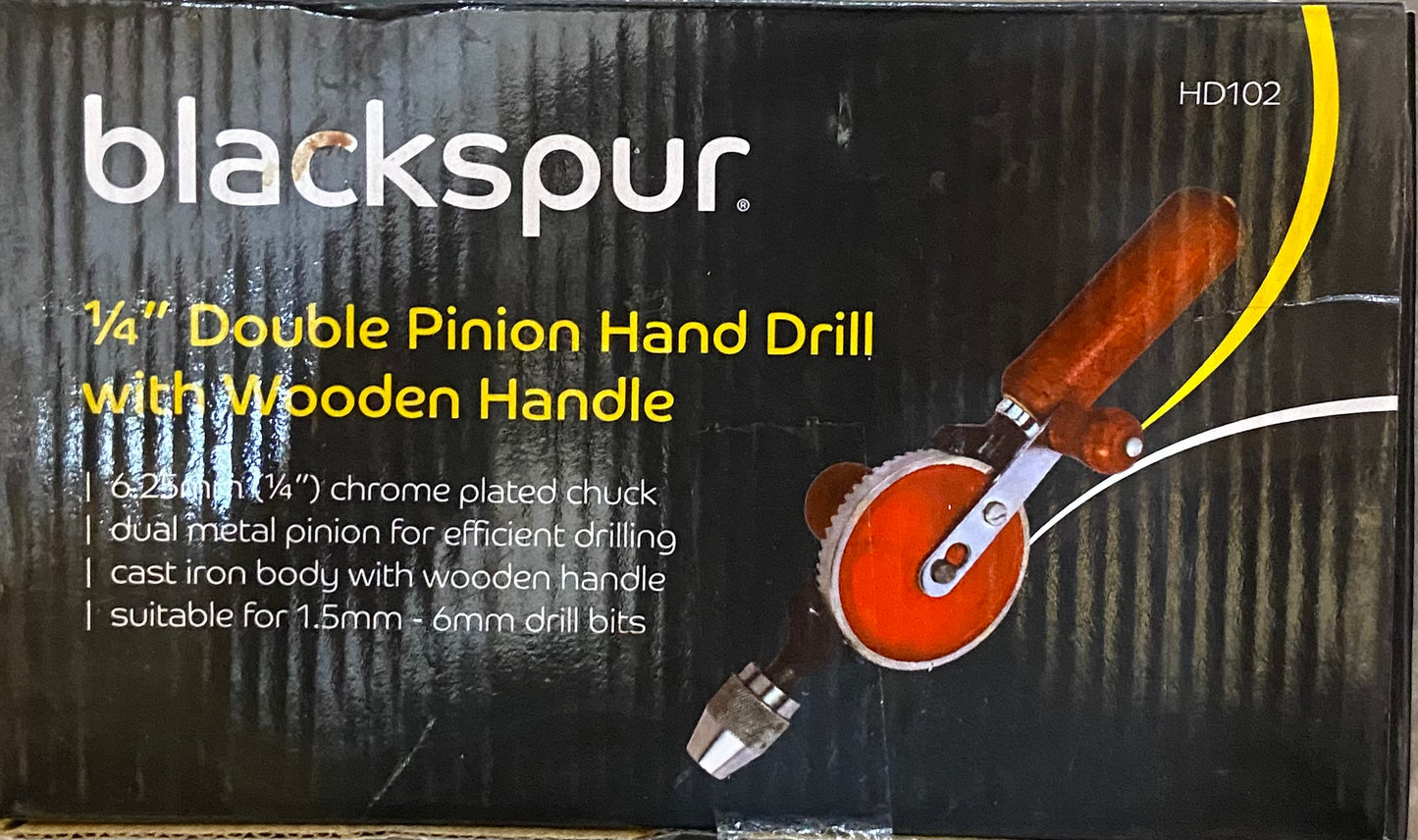 PERCEUSE À MAIN DOUBLE PIGNON 1/4" BLACKSPUR AVEC MANCHE EN BOIS