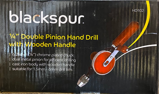 PERCEUSE À MAIN DOUBLE PIGNON 1/4" BLACKSPUR AVEC MANCHE EN BOIS