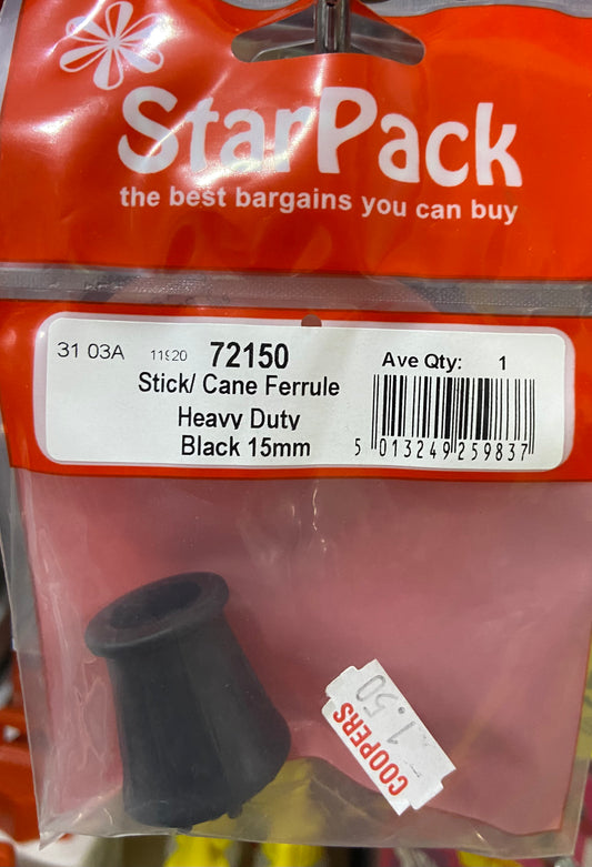 STARPACK STICK/CANE FERRULE HEAVY DUTY BLACK 15mm
