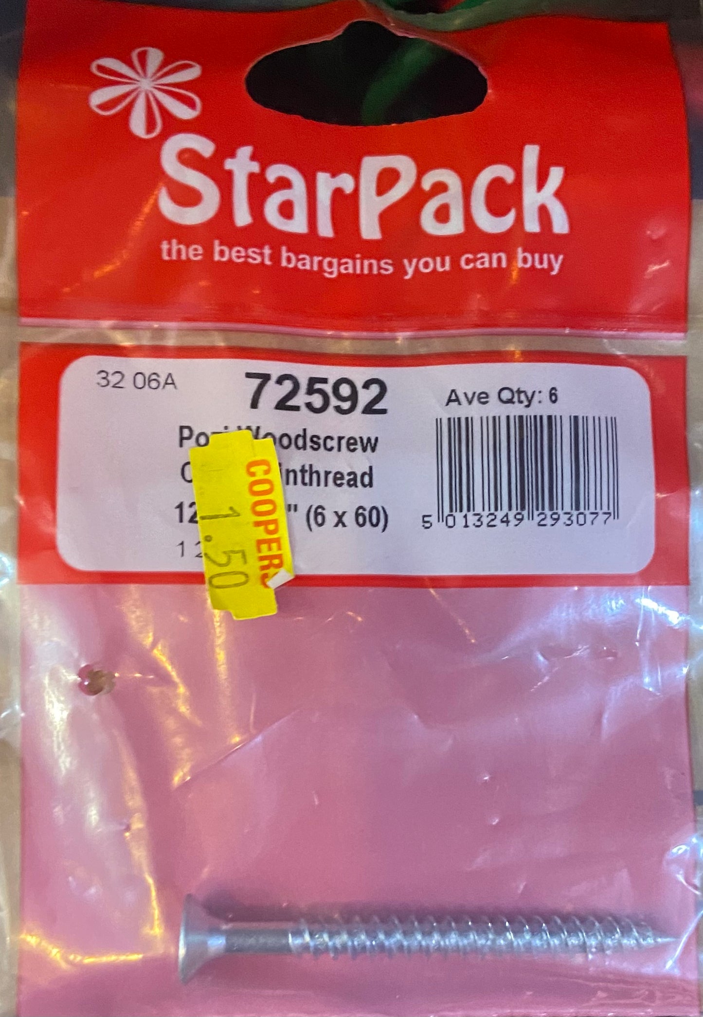VIS À BOIS À DOUBLE FILETAGE FRAISÉE POZI STARPACK 12x2.1/2”