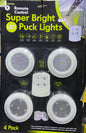 REMOTE CONTROL SUPER BRIGHT PUCK LIGHTS LED 4pack