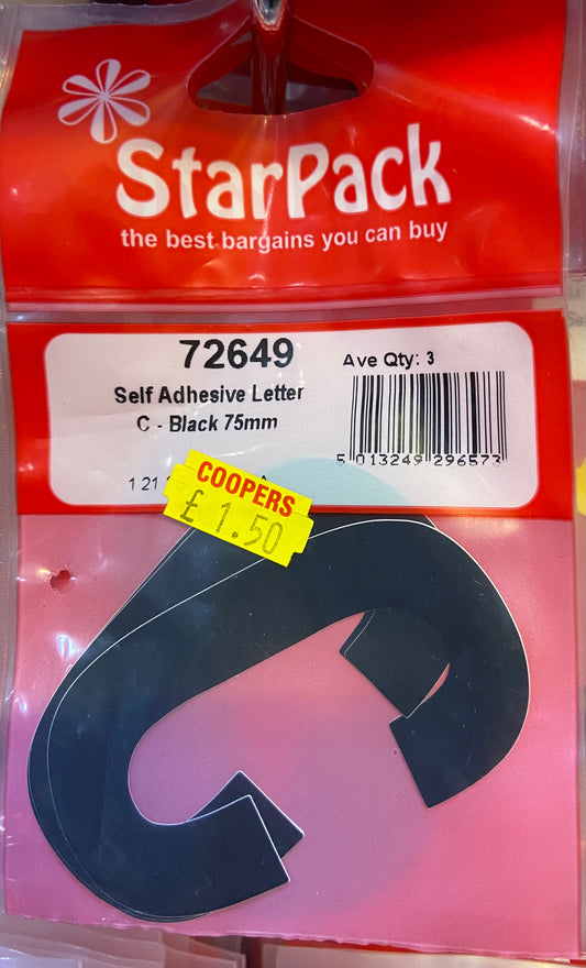 STARPACK LETTRE AUTO-ADHÉSIVE C-NOIR 75mm