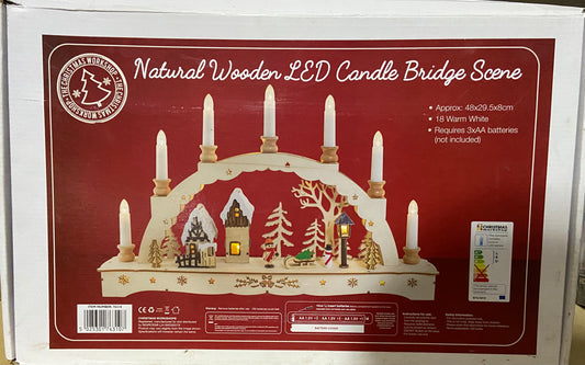 PONT DE BOUGIES À LED EN BOIS NATUREL