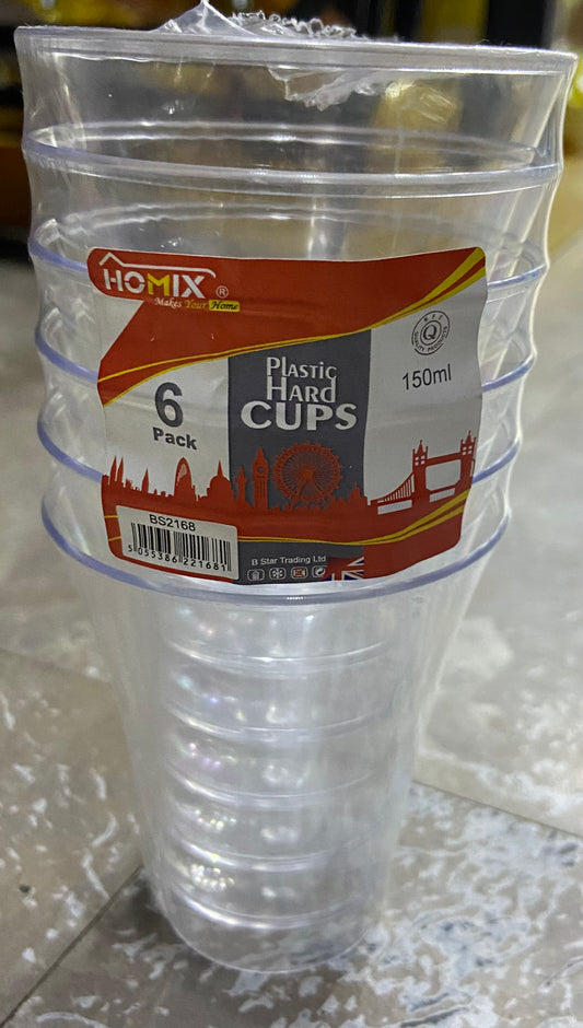 PLATIC HARD CUPS 150ml 6pack