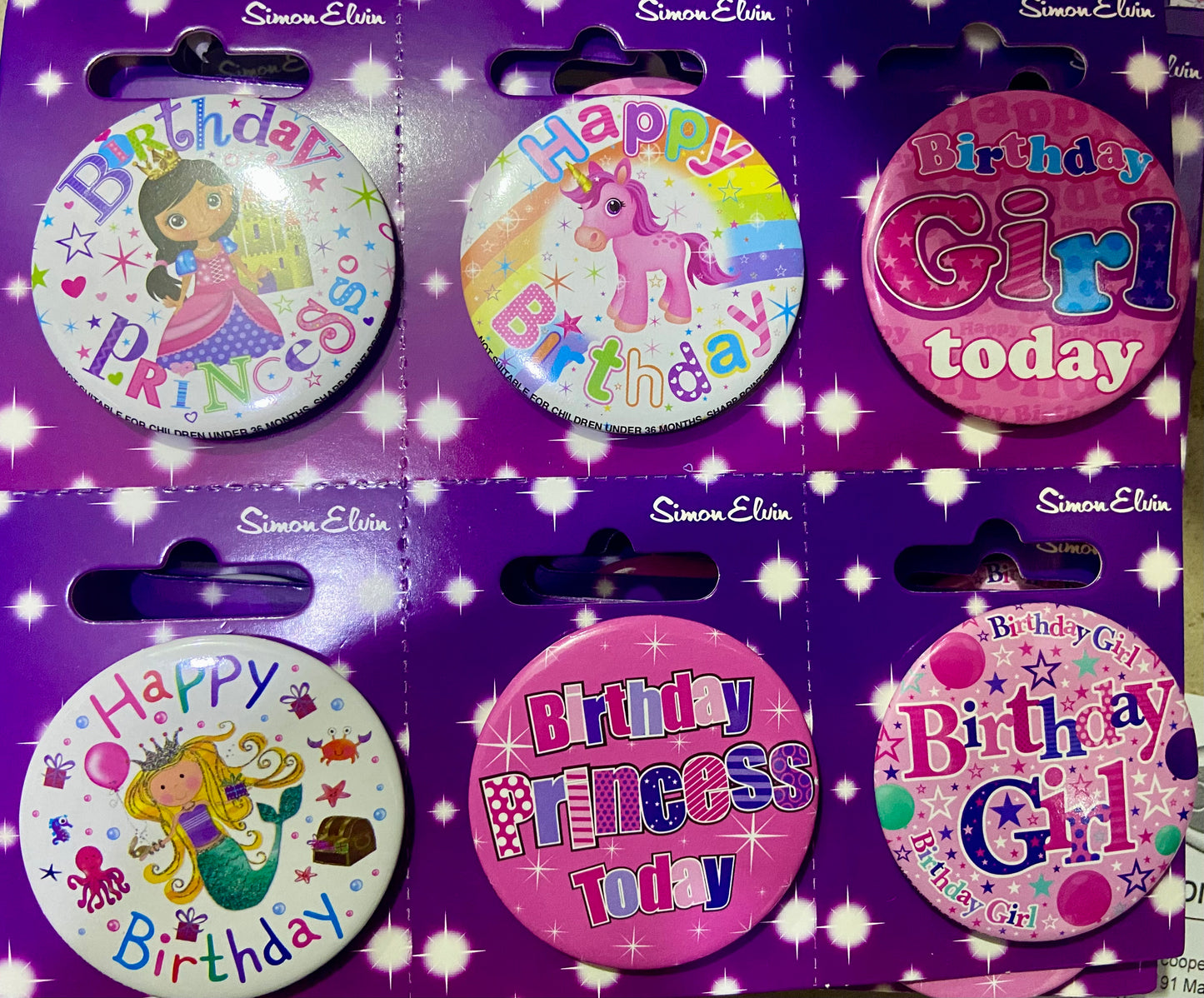 SIMON ELVIN BIRTHDAY GIRL SMALL BADGE