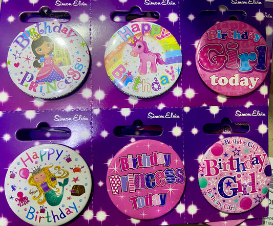 SIMON ELVIN BIRTHDAY GIRL SMALL BADGE