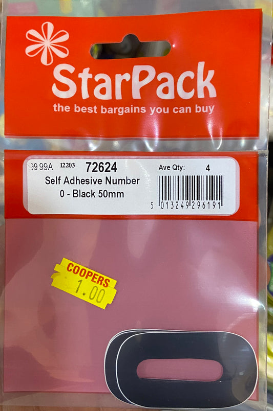 STARPACK AUTOCOLLANT NUMÉRO 0 NOIR 50mm