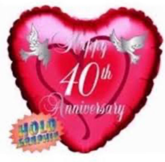 BALLON EN ALUMINIUM HOLOGRAPHIQUE JOYEUX 40e ANNIVERSAIRE 18 POUCES