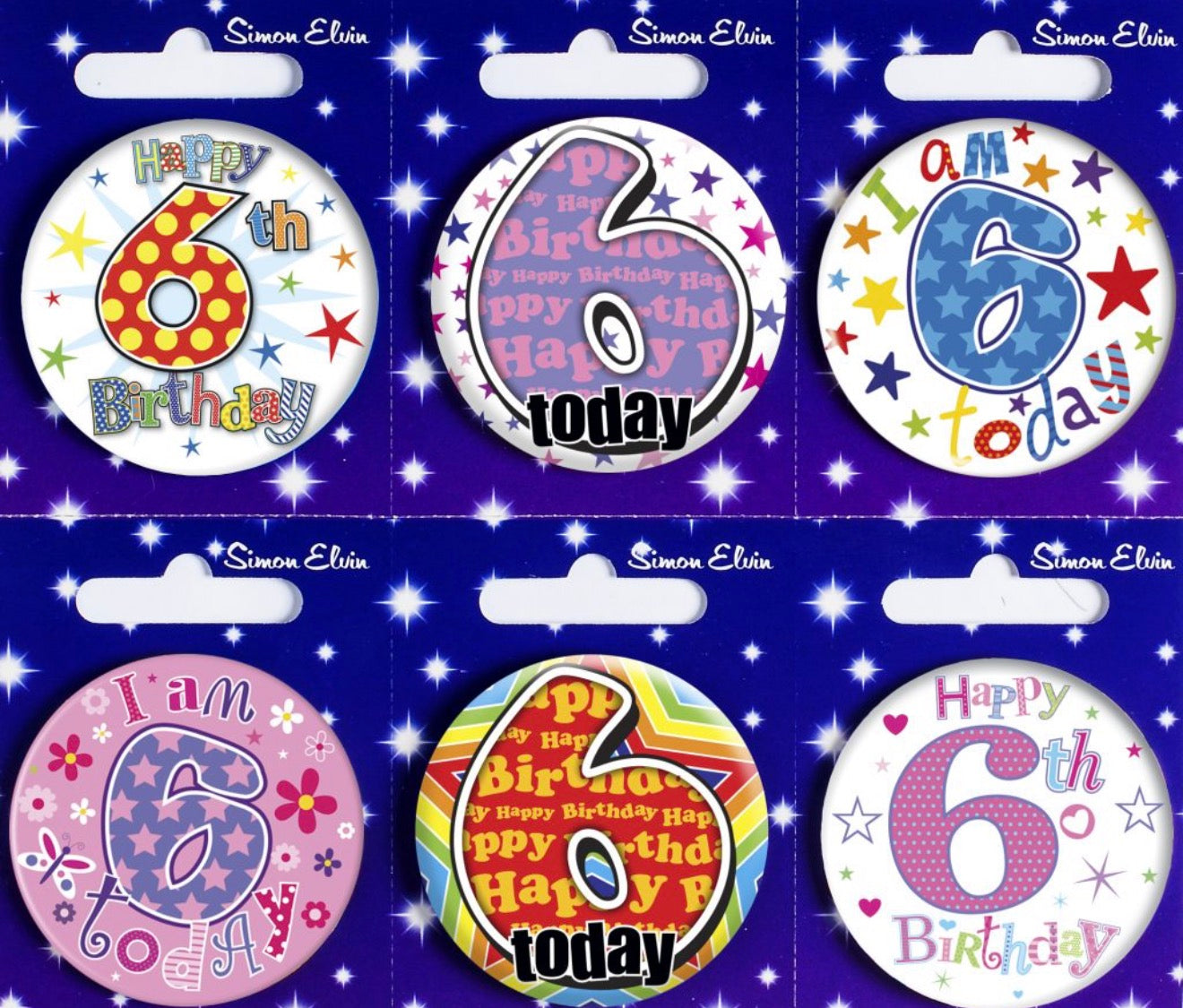SIMON ELVIN AGE 6 SMALL BADGES ASSORTED DESIGNS