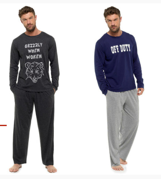 Pyjama Foxbury en jersey imprimé slogan pour homme, TAILLE M