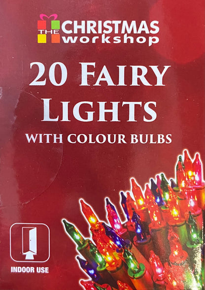 GUIRLANDE LUMINEUSE DE NOËL D'INTÉRIEUR, 20 AMPOULES MULTICOLORES.