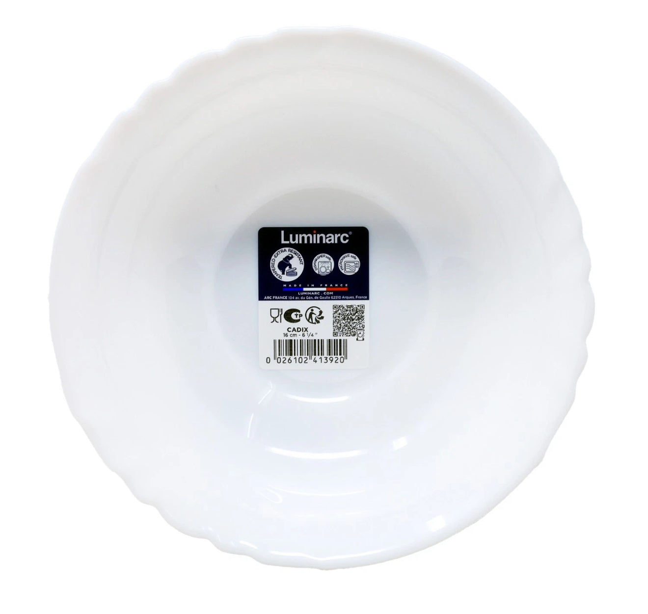 Luminarc Cadix Bol en verre opale blanc 16 cm pour salade, accompagnement ou céréales