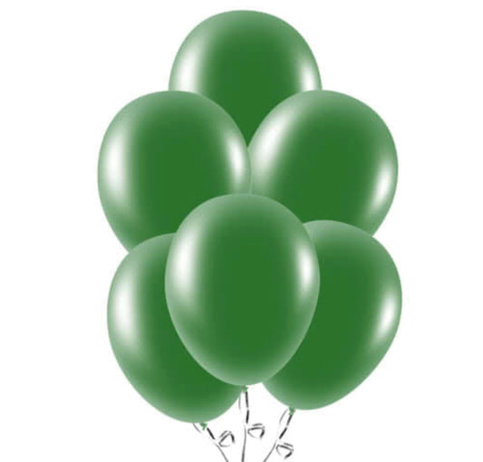 9in UNIQUE FOREST GREEN PEARLISED LATEX BALLOONS 8pk HELIUM QUALITY