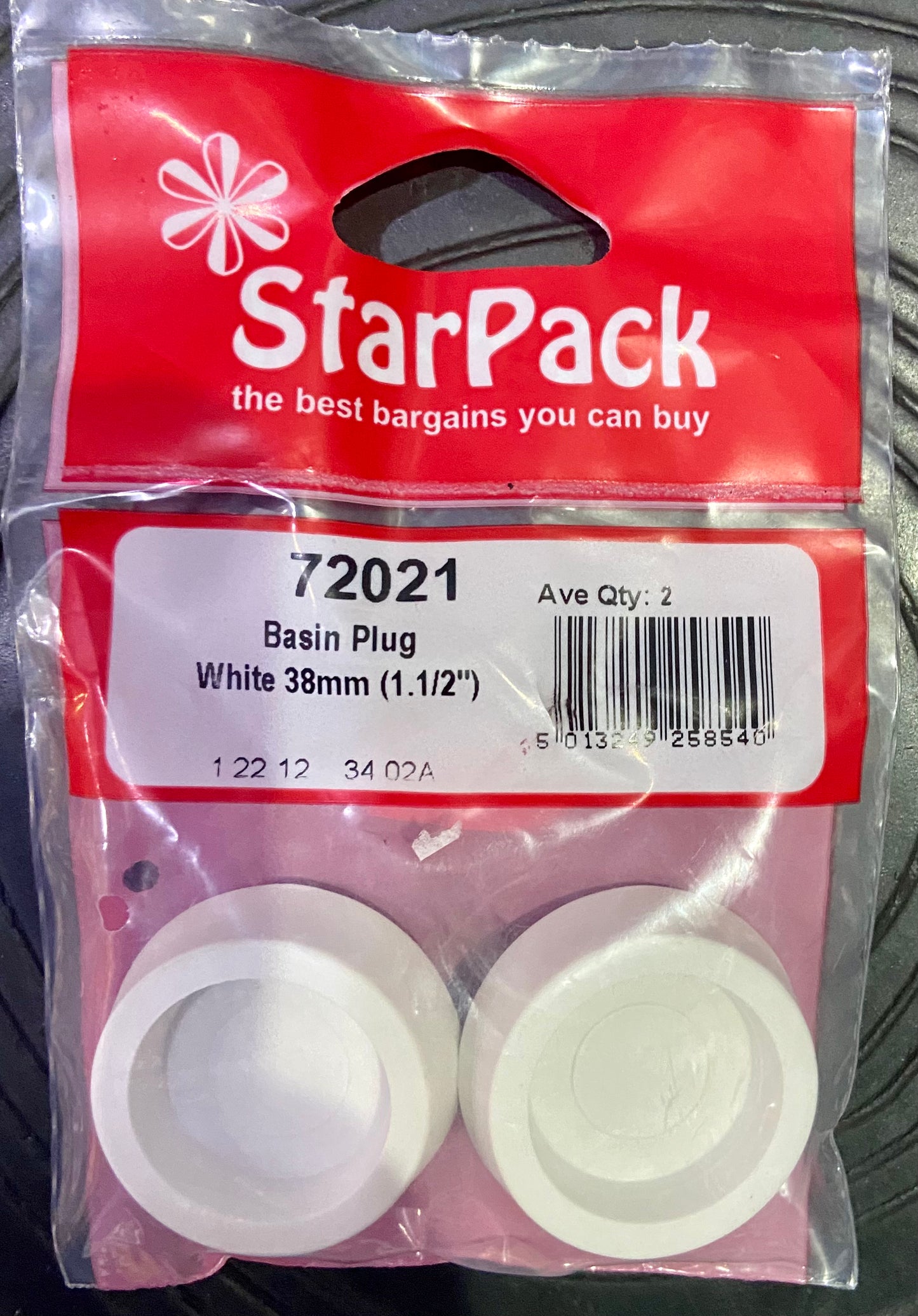 BOUCHON DE LAVABO STAR PACK BLANC 38mm (1,1/2”)