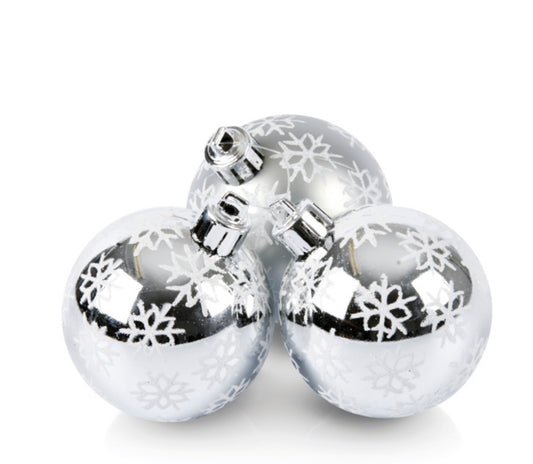 PREMIER BAUBLE SILVER SNOWFLAKE CLUSTER 60mm 3pc