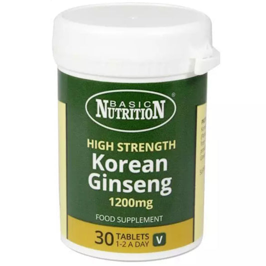 Basic Nutrition Ginseng Coréen Haute Concentration 1200mg 30 Comprimés