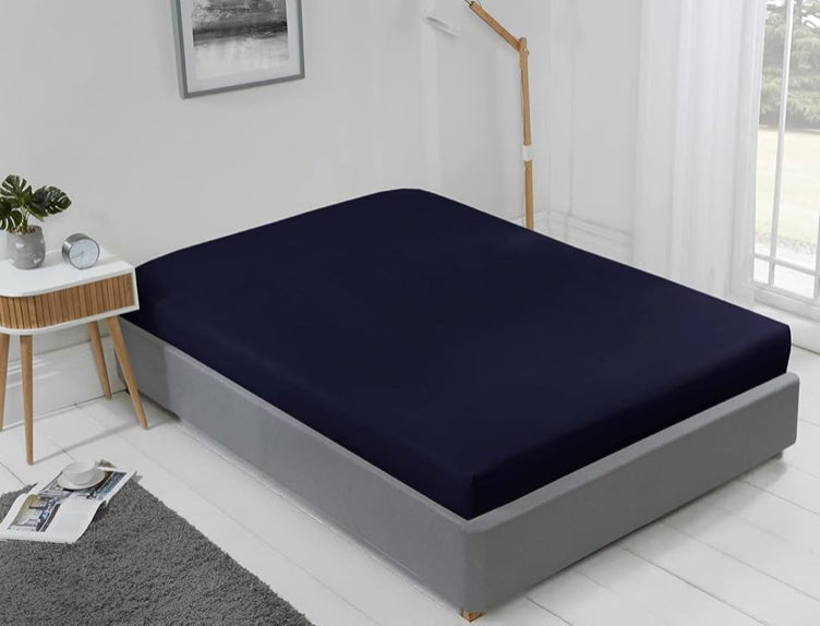 DRAP HOUSSE LYLA SIMPLE BLEU MARINE 91x191cm