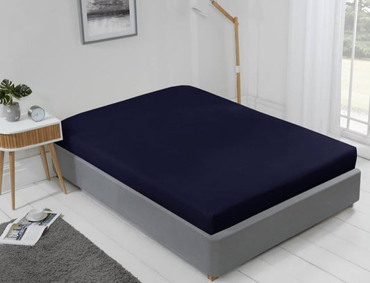 LYLA FITTED SHEET SINGLE NAVY 91x191cm