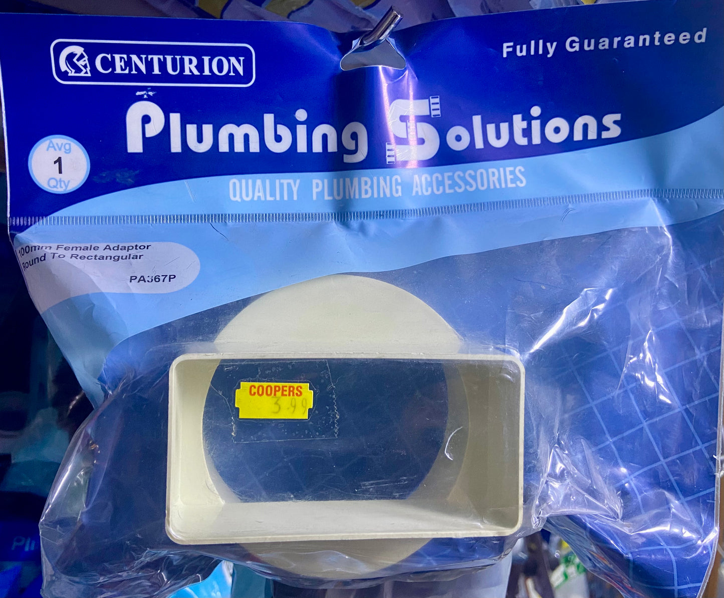 CENTURION PLUMBING SOLUTIONS 100mm FEMALE ADAPTER  ROUND TO RECTANGULAR