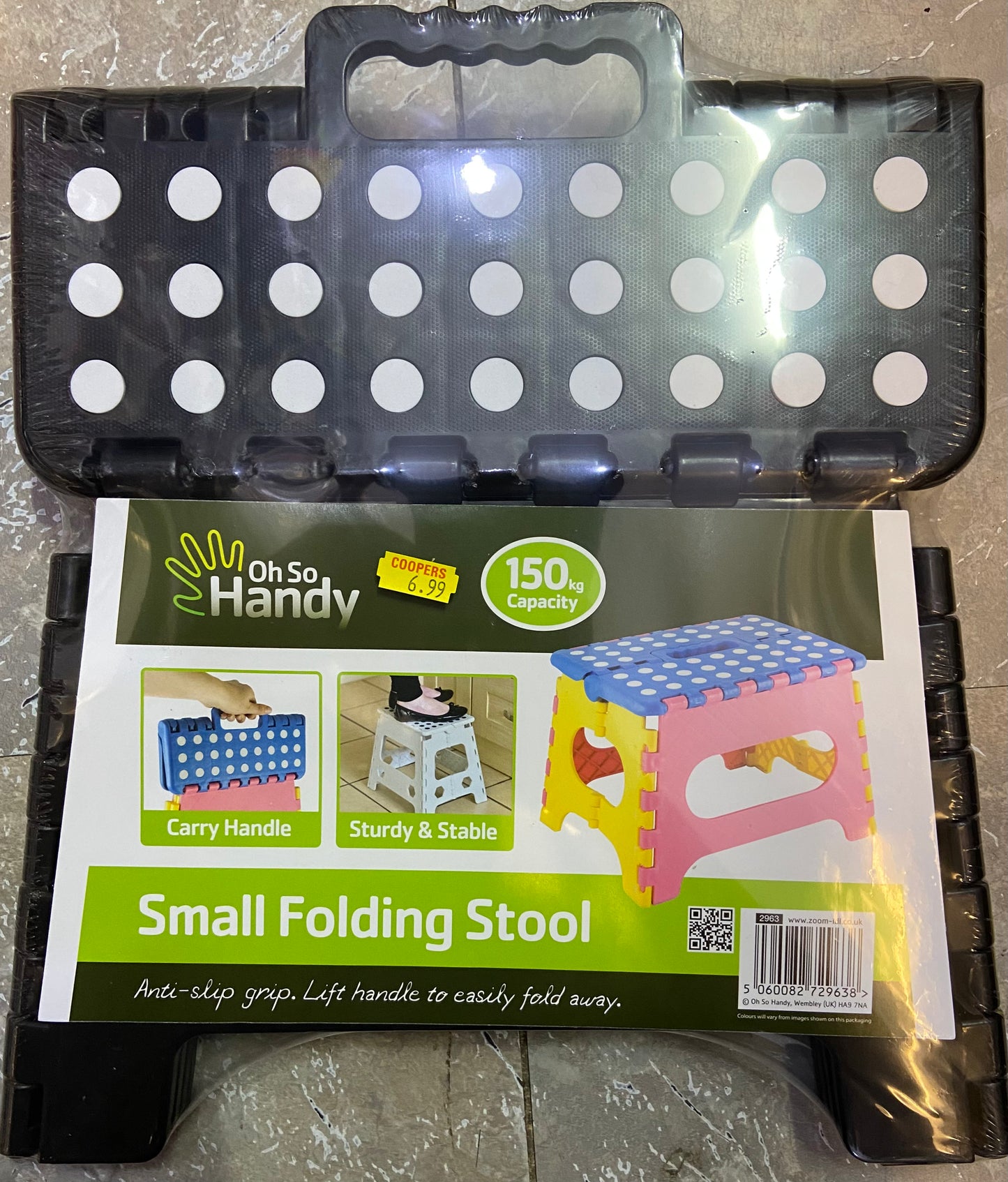 OSH -Blk & Wht Small Handy folding Stool