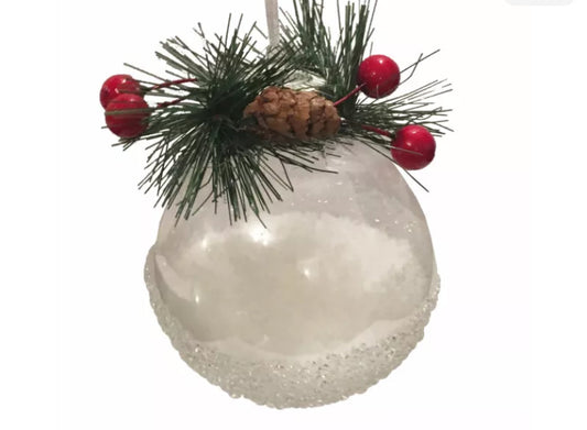 Décoration de Noël Luxe Boule givrée 80mm Remplie de Neige