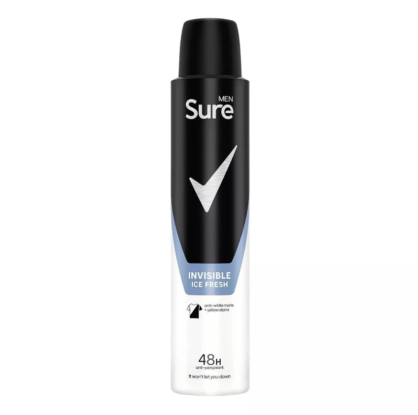 Sure Men Invisible Ice Fresh Anti-Perspirant Aerosol deodorant 48hr 200ml