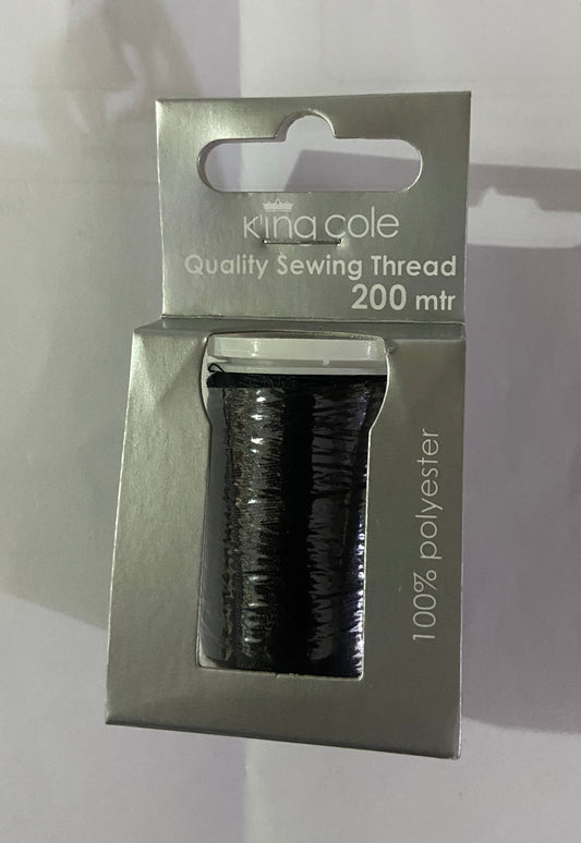 QUALITY SEWING THREAD 200M POLYESTER-BLACK