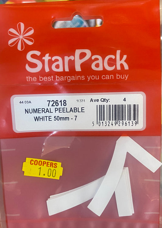 STARPACK NUMERAL PEELABLE 7 WHITE 50mm
